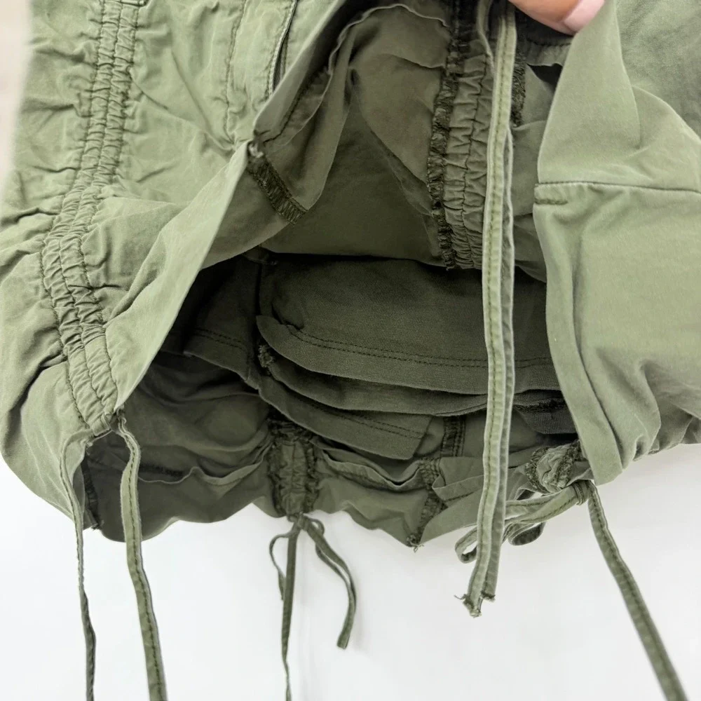 Garage Ruched Grunge Cargo Mini Skirt‎ Utility Gorpcore Womens XS Olive Green